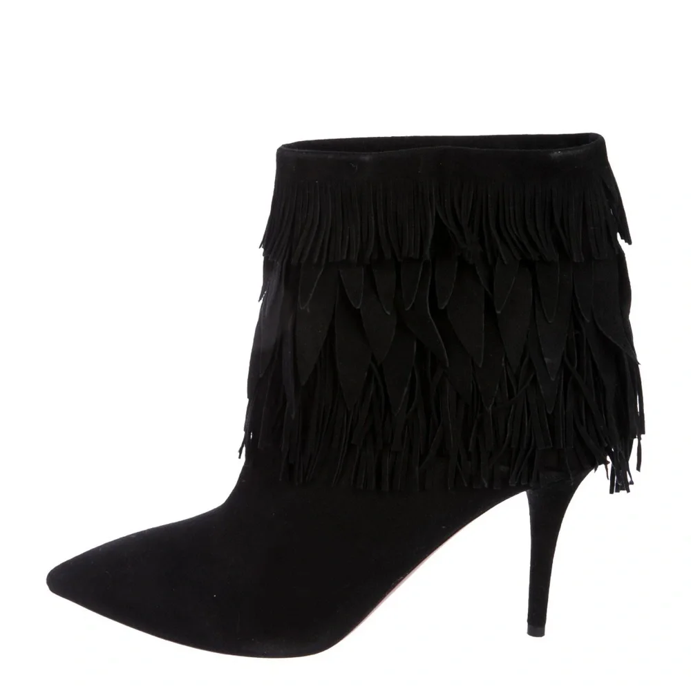 Aquazzura Suede Fringe Booties Never Worn, No Tags Size 9